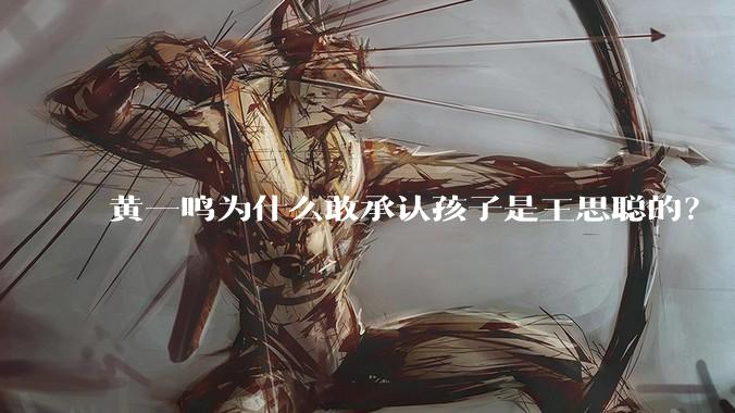 黄一鸣为什么敢承认孩子是王思聪的？
